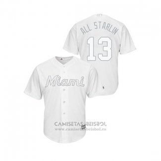Camiseta Beisbol Hombre Miami Marlins Starlin Castro 2019 Players Weekend Replica Blanco