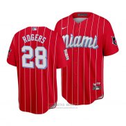 Camiseta Beisbol Hombre Miami Marlins Trevor Rogers 2021 City Connect Replica Rojo