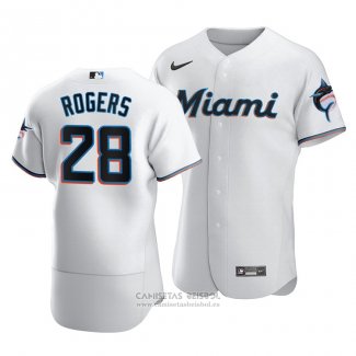 Camiseta Beisbol Hombre Miami Marlins Trevor Rogers Autentico Primera Blanco