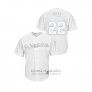 Camiseta Beisbol Hombre Milwaukee Brewers Christian Yelich 2019 Players Weekend Replica Blanco