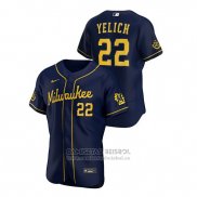 Camiseta Beisbol Hombre Milwaukee Brewers Christian Yelich Autentico 2020 Alterno Azul