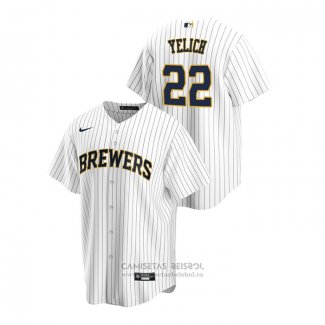 Camiseta Beisbol Hombre Milwaukee Brewers Christian Yelich Replica Alterno Blanco