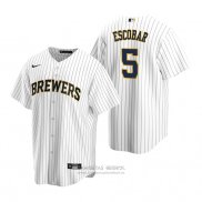 Camiseta Beisbol Hombre Milwaukee Brewers Eduardo Escobar Replica Alterno Blanco