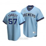 Camiseta Beisbol Hombre Milwaukee Brewers Eric Yardley Cooperstown Collection Road Azul
