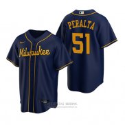 Camiseta Beisbol Hombre Milwaukee Brewers Freddy Peralta Replica Alterno Azul