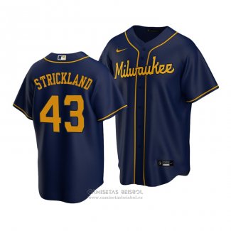 Camiseta Beisbol Hombre Milwaukee Brewers Hunter Strickland Replica Azul