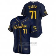 Camiseta Beisbol Hombre Milwaukee Brewers Josh Hader Autentico 2020 Alterno Azul