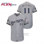 Camiseta Beisbol Hombre Milwaukee Brewers Mike Moustakas 2019 All Star Flex Base Gris