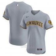 Camiseta Beisbol Hombre Milwaukee Brewers Road Vapor Premier Elite Patch Gris