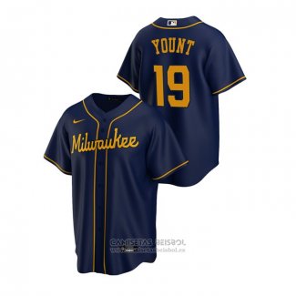 Camiseta Beisbol Hombre Milwaukee Brewers Robin Yount Replica Alterno Azul