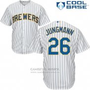 Camiseta Beisbol Hombre Milwaukee Brewers Taylor Jungmann Blanco Autentico Collection Cool Base
