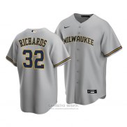 Camiseta Beisbol Hombre Milwaukee Brewers Trevor Richards Replica Gris