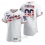 Camiseta Beisbol Hombre Minnesota Twins Personalizada 2020 Stars & Stripes 4th of July Blanco