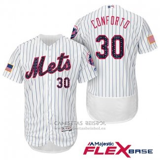 Camiseta Beisbol Hombre New York Mets 2017 Estrellas y Rayas Michael Conforto Blanco Flex Base