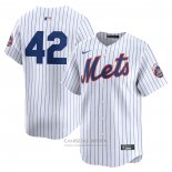 Camiseta Beisbol Hombre New York Mets 2024 Jackie Robinson Day Primera Limited Blanco