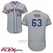 Camiseta Beisbol Hombre New York Mets 63 Gabriel Ynoa Gris Flex Base