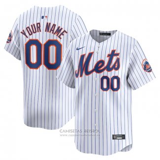 Camiseta Beisbol Hombre New York Mets Primera Limited Personalizada Blanco