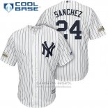 Camiseta Beisbol Hombre New York Yankees 2017 Postemporada Gary Sanchez Blanco Cool Base