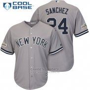 Camiseta Beisbol Hombre New York Yankees 2017 Postemporada Gary Sanchez Gris Cool Base