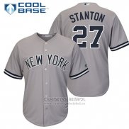 Camiseta Beisbol Hombre New York Yankees 27 Giancarlo Stanton Gris Replica Jugador Cool Base