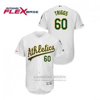 Camiseta Beisbol Hombre Oakland Athletics Andrew Triggs 150th Aniversario Patch Autentico Flex Base Blanco