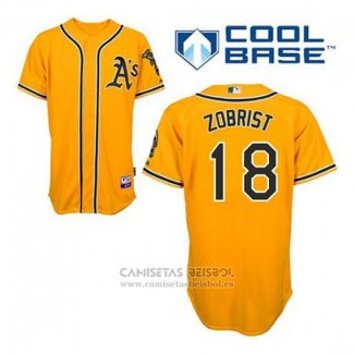 Camiseta Beisbol Hombre Oakland Athletics Ben Zobrist 18 Oro Alterno Cool Base