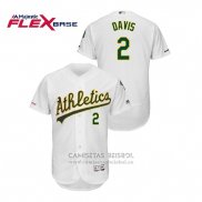 Camiseta Beisbol Hombre Oakland Athletics Khris Davis 150th Aniversario Patch Autentico Flex Base Blanco
