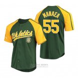 Camiseta Beisbol Hombre Oakland Athletics Sean Manaea Replica Button Down Raglan Verde