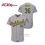 Camiseta Beisbol Hombre Oakland Athletics Yusmeiro Petit 150th Aniversario Patch Autentico Flex Base Gris
