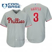 Camiseta Beisbol Hombre Philadelphia Phillies Bryce Harper Cool Base Gris
