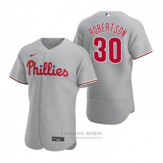 Camiseta Beisbol Hombre Philadelphia Phillies David Robertson Autentico 2020 Road Gris