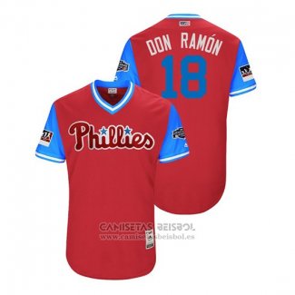 Camiseta Beisbol Hombre Philadelphia Phillies Pedro Florimon 2018 LLWS Players Weekend Don Ramon Scarlet