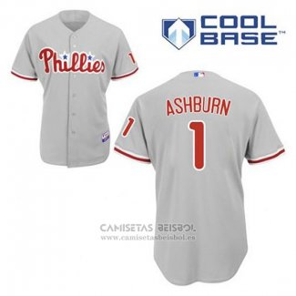 Camiseta Beisbol Hombre Philadelphia Phillies Richie Ashburn 1 Gris Cool Base