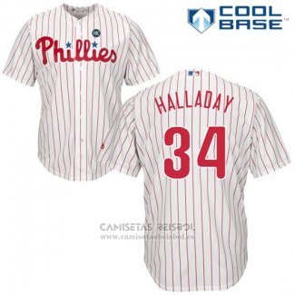 Camiseta Beisbol Hombre Philadelphia Phillies Roy Halladay Blanco Cool Base Jugador
