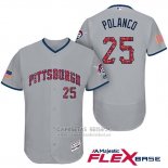 Camiseta Beisbol Hombre Pittsburgh Pirates 2017 Estrellas y Rayas Gregory Polanco Gris Flex Base