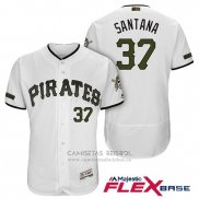 Camiseta Beisbol Hombre Pittsburgh Pirates Edgar Santana Blanco 2018 Primera Alterno Flex Base