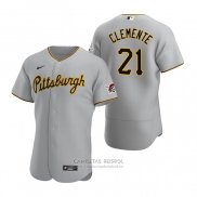 Camiseta Beisbol Hombre Pittsburgh Pirates Roberto Clemente Autentico Road Gris
