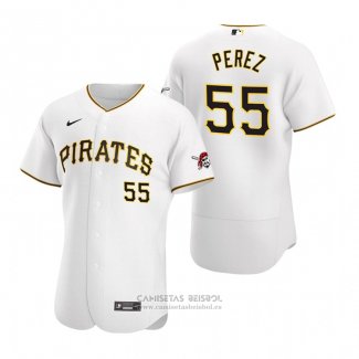 Camiseta Beisbol Hombre Pittsburgh Pirates Roberto Perez Autentico Primera Blanco