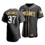 Camiseta Beisbol Hombre San Diego Padres Joey Lucchesi Golden Edition Autentico Negro