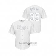 Camiseta Beisbol Hombre Tampa Bay Rays Kevin Kiermaier 2019 Players Weekend Replica Blanco