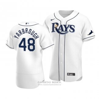 Camiseta Beisbol Hombre Tampa Bay Rays Ryan Yarbrough Autentico Primera Blanco