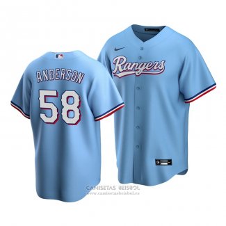 Camiseta Beisbol Hombre Texas Rangers Drew Anderson Replica Alterno Azul