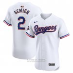 Camiseta Beisbol Hombre Texas Rangers Marcus Semien 2024 Oro Collection Elite Blanco Camiseta Beisbol Hombre Texas Rangers Marcus Semien 2024 Oro Collection Elite Blanco
