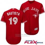Camiseta Beisbol Hombre Toronto Blue Jays 19 Jose Bautista Scarlet 2017 Flex Base