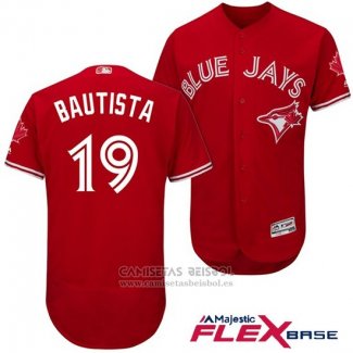 Camiseta Beisbol Hombre Toronto Blue Jays 19 Jose Bautista Scarlet 2017 Flex Base