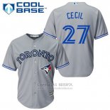 Camiseta Beisbol Hombre Toronto Blue Jays Brett Cecil 27 Gris Cool Base