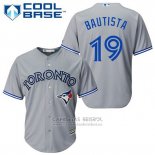 Camiseta Beisbol Hombre Toronto Blue Jays Jose Bautista 19 Gris Cool Base