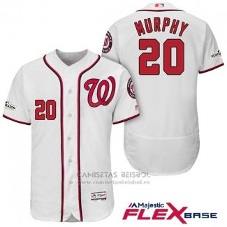 Camiseta Beisbol Hombre Washington Nationals 2017 Postemporada Daniel Murphy Blanco Flex Base