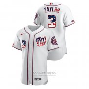 Camiseta Beisbol Hombre Washington Nationals Michael A. Taylor 2020 Stars & Stripes 4th of July Blanco