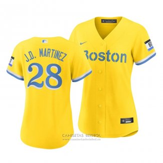 Camiseta Beisbol Mujer Boston Red Sox J.d. Martinez 2021 City Connect Replica Oro